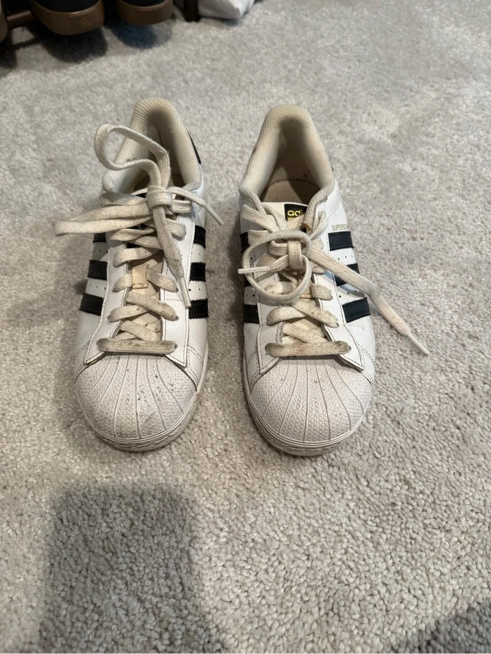 adidas Off-White & Black Low-Top Athletic Sneakers